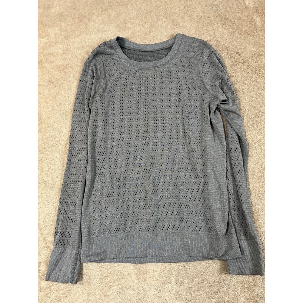 Lululemon Breeze By Long Sleeve Top Women Size 6 Gray Gym Workout Yoga Running